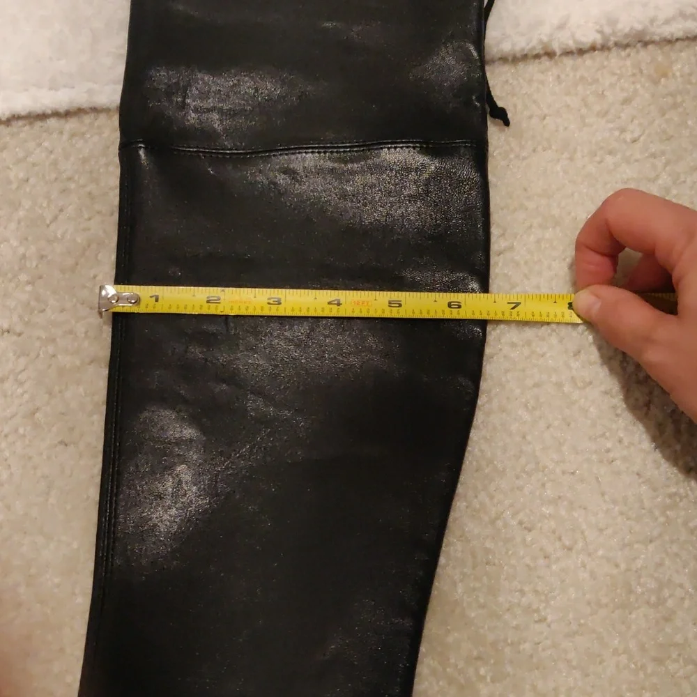 New!Designer Stuart Weitzman Black Leather Over The Knee Pull On Boots Y2K Retr